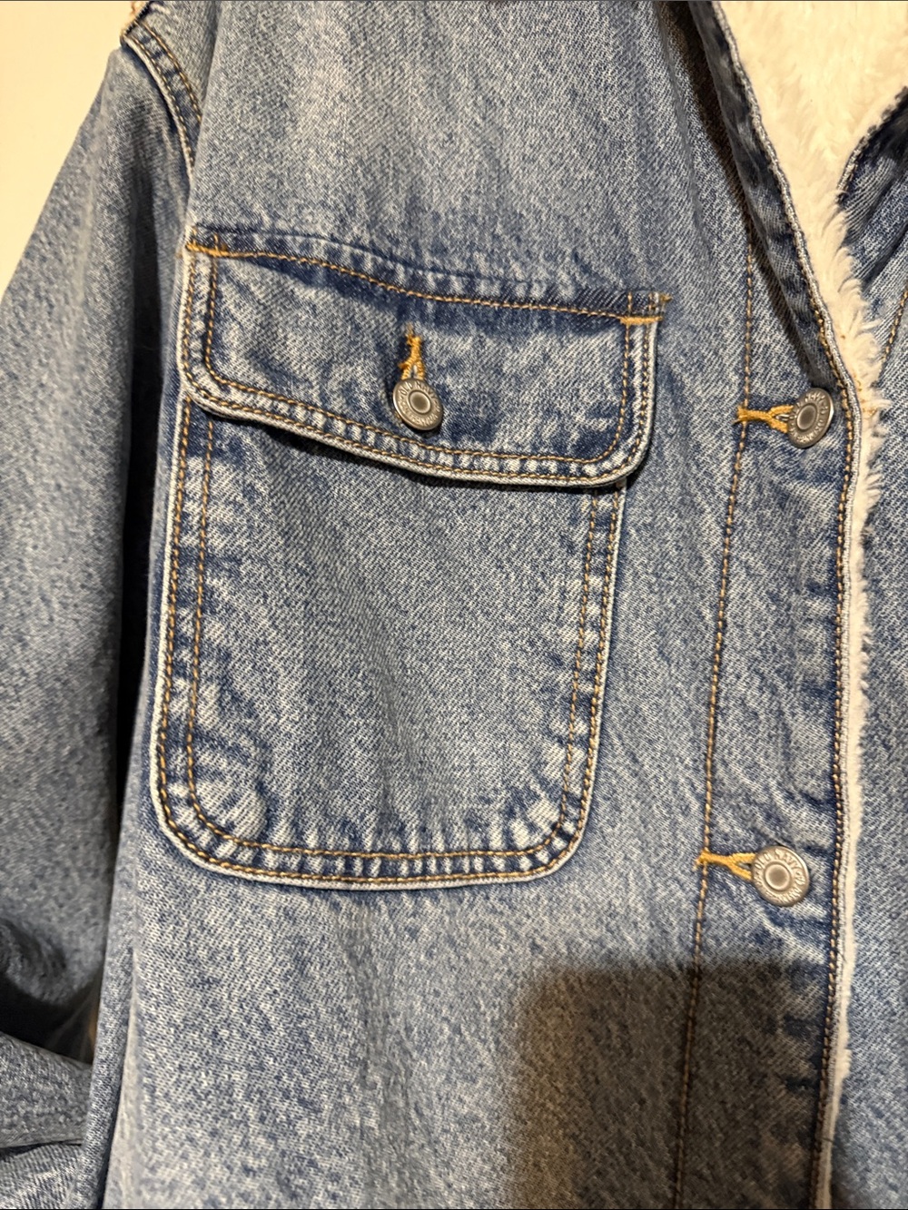 Old Navy Light Blue Denim Sherpa-Lined Jacket - Picture 9 of 13